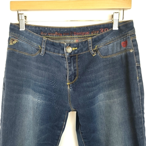 Desigual VNTG Jeans Sz 30 Skinny Dark Wash Denim Back Pin-Tuck Seam - Picture 4 of 7